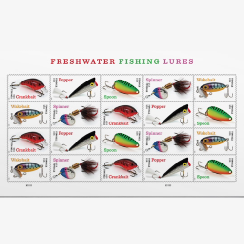 2025 Freshwater Fishing Lures Forever First Class Postage Stamps
